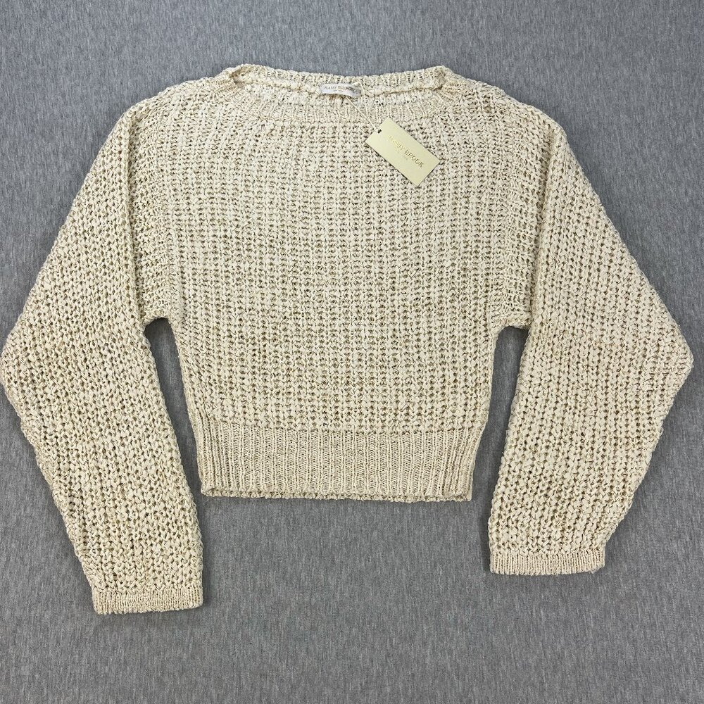 Ramy Brook Clea Boat-Neck Sweater Women XL Tinseled Ivory Loose Knit Slouchy NEW